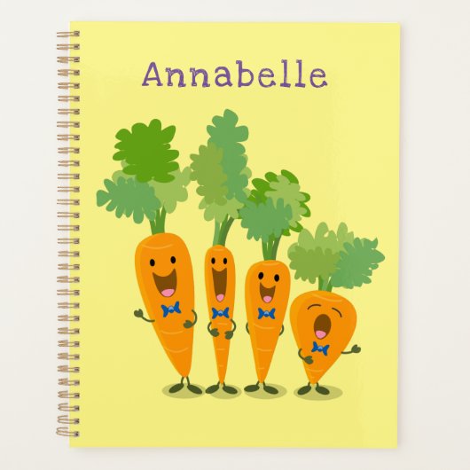 Cute singing carrot cartoon illustratie planner (Voorkant)