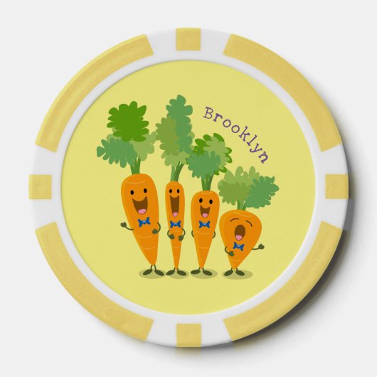 Cute singing carrot cartoon illustratie poker chips (Voorkant)