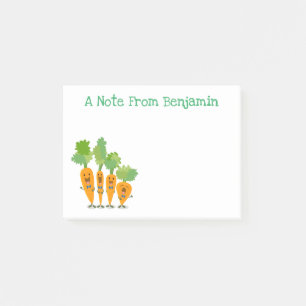 Cute singing carrot cartoon illustratie post-it® notes