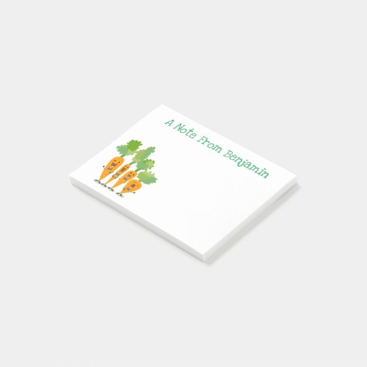 Cute singing carrot cartoon illustratie post-it® notes (Schuin)