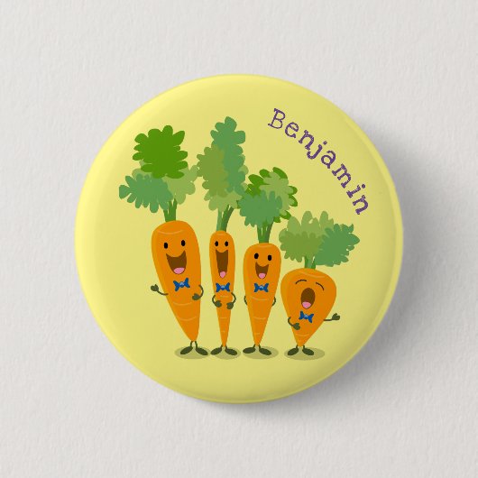 Cute singing carrot cartoon illustratie ronde button 5,7 cm (Voorkant)
