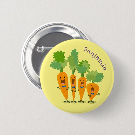 Cute singing carrot cartoon illustratie ronde button 5,7 cm (Voorkant /achterkant)