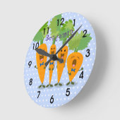 Cute singing carrot cartoon illustratie ronde klok (Hoek)