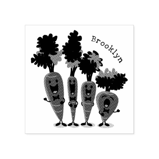 Cute singing carrot cartoon illustratie rubberstempel (Afrduk)