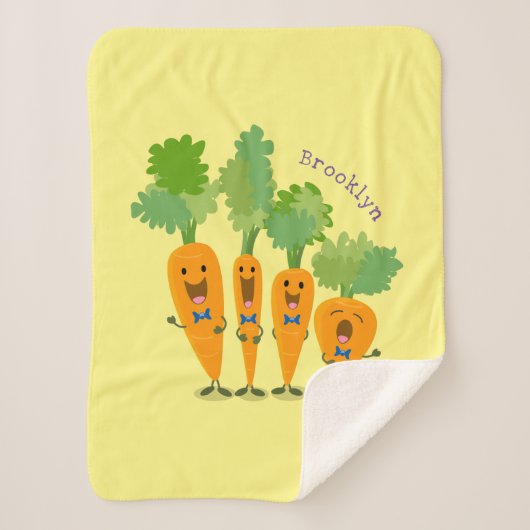Cute singing carrot cartoon illustratie sherpa deken (Voorkant)