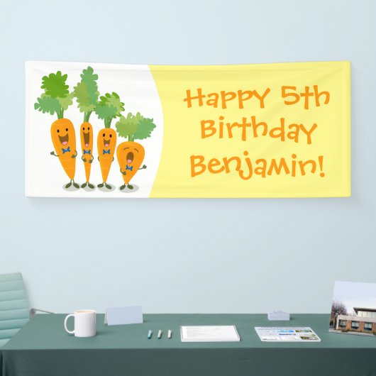 Cute singing carrot cartoon illustratie spandoek (Beurs)
