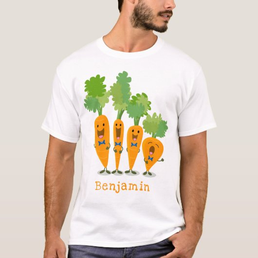 Cute singing carrot cartoon illustratie t-shirt (Voorkant)
