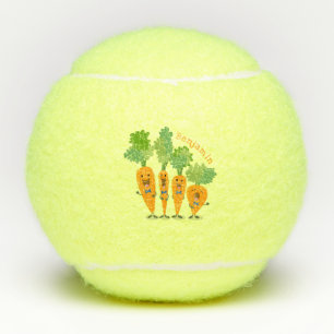 Cute singing carrot cartoon illustratie tennisballen