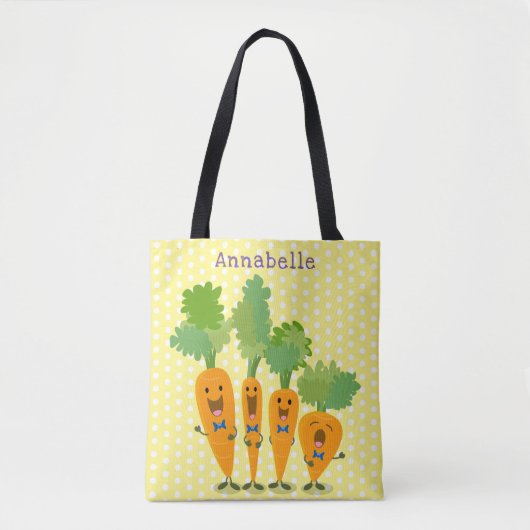 Cute singing carrot cartoon illustratie tote bag (Voorkant)