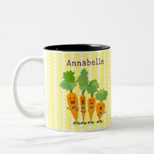 Cute singing carrot cartoon illustratie tweekleurige koffiemok