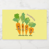 Cute singing carrot cartoon illustratie voedselcontainer etiket (Enkel label)