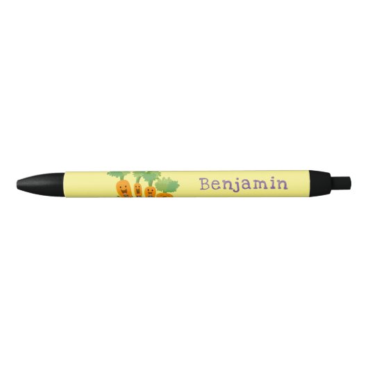Cute singing carrot cartoon illustratie zwarte inkt pen (Voorkant)