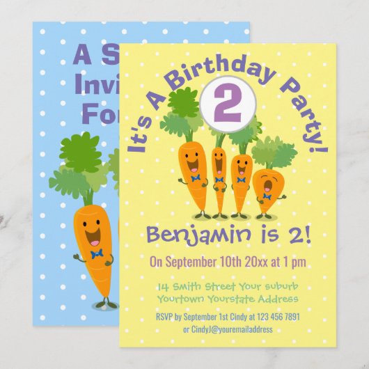 Cute singing carrots cartoon kaart (Voorkant / Achterkant)