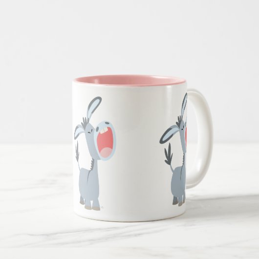 Cute Singing Cartoon Donkey Tweekleurige Koffiemok (Voorkant rechts)