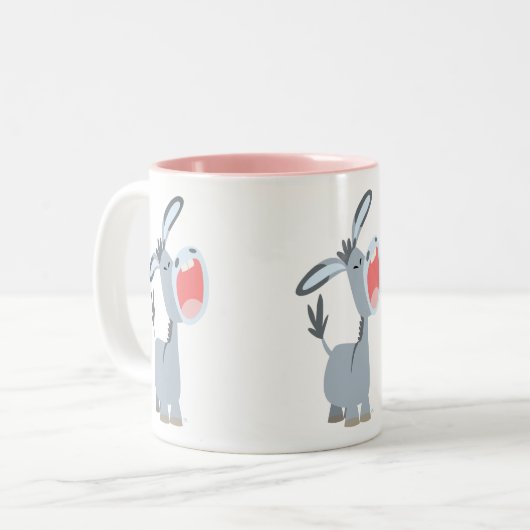 Cute Singing Cartoon Donkey Tweekleurige Koffiemok (Voorkant links)