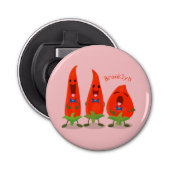 Cute-Singing chili peppers cartoon illustratie Button Flesopener (Voorkant)