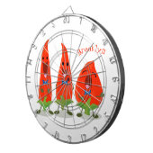 Cute-Singing chili peppers cartoon illustratie Dartbord (Voorkant Rechts)