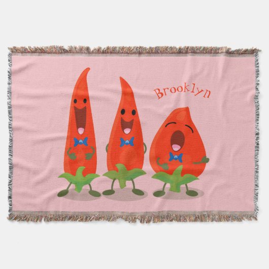 Cute-Singing chili peppers cartoon illustratie Deken (Voorkant)