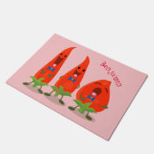 Cute-Singing chili peppers cartoon illustratie Deurmat (Schuin)