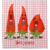 Cute-Singing chili peppers cartoon illustratie Douchegordijn (Voorkant)