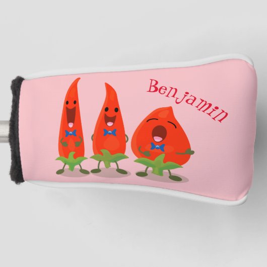 Cute-Singing chili peppers cartoon illustratie Golfheadcover (Voorkant)