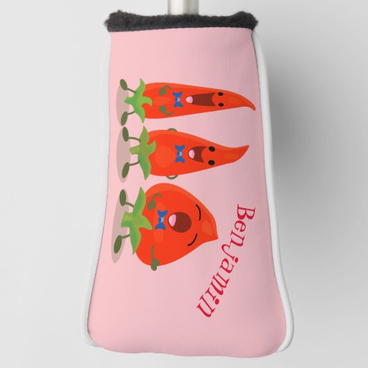 Cute-Singing chili peppers cartoon illustratie Golfheadcover (Draai 90)