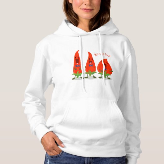 Cute-Singing chili peppers cartoon illustratie Hoodie (Voorkant)