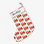 Cute-Singing chili peppers cartoon illustratie Kleine Kerstsok (Achterkant (Hangend))