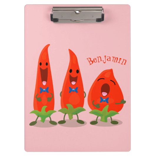Cute-Singing chili peppers cartoon illustratie Klembord (Voorkant)
