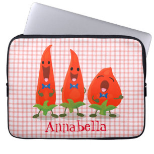 Cute-Singing chili peppers cartoon illustratie Laptop Sleeve