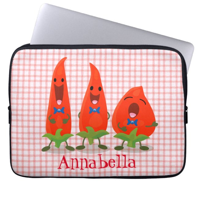 Cute-Singing chili peppers cartoon illustratie Laptop Sleeve (Voorkant)