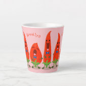 Cute-Singing chili peppers cartoon illustratie Latte Mok (Voorkant)