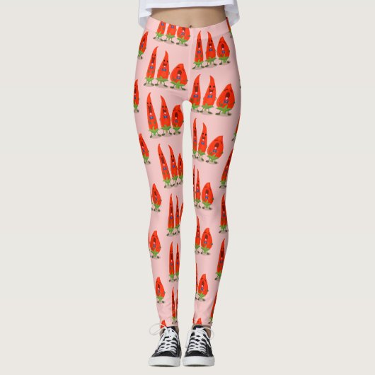 Cute-Singing chili peppers cartoon illustratie Leggings (Voorkant)
