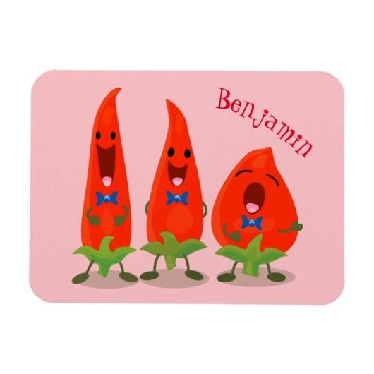 Cute-Singing chili peppers cartoon illustratie Magneet (Horizontaal)
