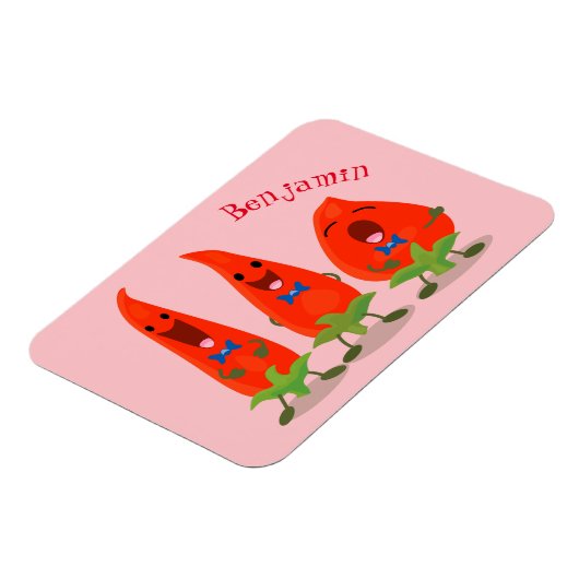 Cute-Singing chili peppers cartoon illustratie Magneet (Linkerzijde)