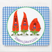 Cute-Singing chili peppers cartoon illustratie Muismat (Voorkant)