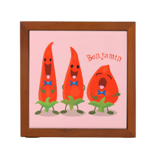 Cute-Singing chili peppers cartoon illustratie Pennenhouder