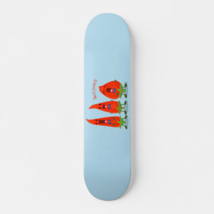Cute-Singing chili peppers cartoon illustratie Persoonlijk Skateboard