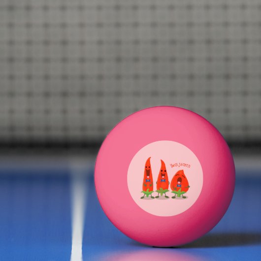 Cute-Singing chili peppers cartoon illustratie Pingpongbal (Net)