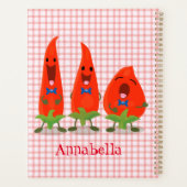 Cute-Singing chili peppers cartoon illustratie Planner (Achterkant)
