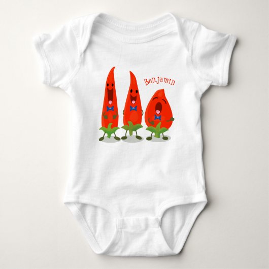 Cute-Singing chili peppers cartoon illustratie Romper (Voorkant)