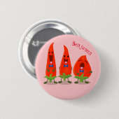 Cute-Singing chili peppers cartoon illustratie Ronde Button 5,7 Cm (Voorkant /achterkant)