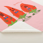 Cute-Singing chili peppers cartoon illustratie Sherpa Deken (3/4)