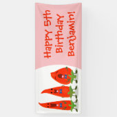 Cute-Singing chili peppers cartoon illustratie Spandoek (Verticaal)