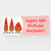 Cute-Singing chili peppers cartoon illustratie Spandoek (Horizontaal)