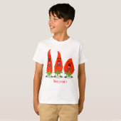 Cute-Singing chili peppers cartoon illustratie T-shirt (Voorkant volledig)