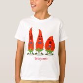 Cute-Singing chili peppers cartoon illustratie T-shirt (Voorkant)