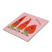 Cute-Singing chili peppers cartoon illustratie Tegeltje (Zijkant)