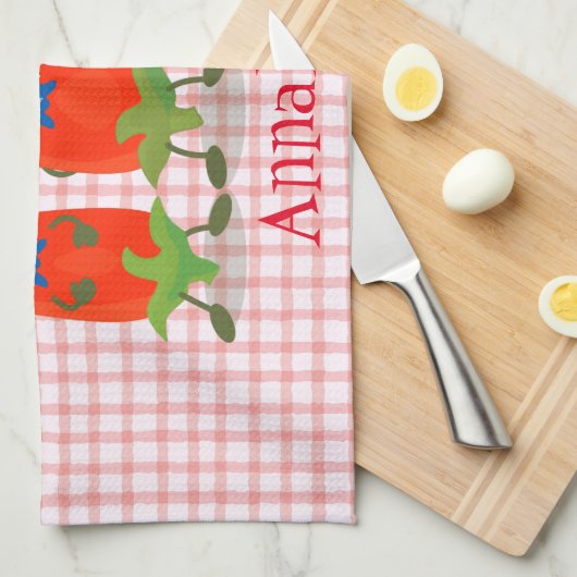 Cute-Singing chili peppers cartoon illustratie Theedoek (Quarter Fold)