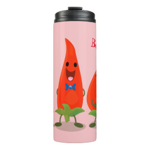 Cute-Singing chili peppers cartoon illustratie Thermosbeker